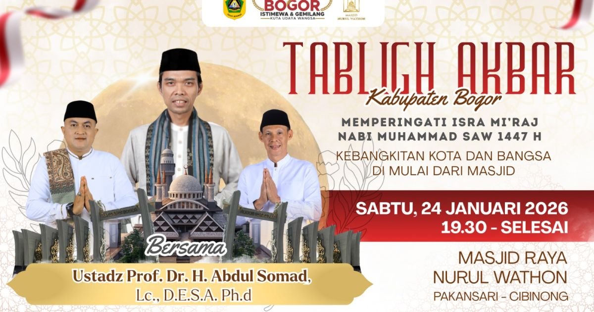 Bupati Bogor Hadirkan Ustadz Abdul Somad pada Peringatan Isra Mi’raj di Masjid Nurul Wathon