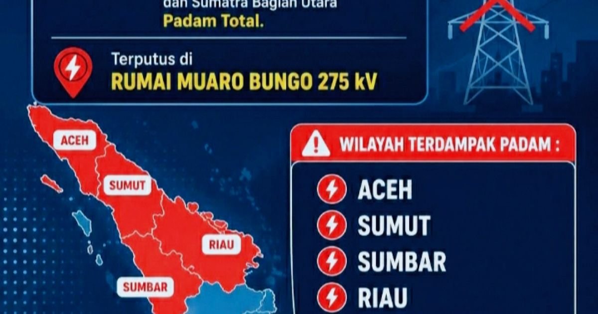 Aceh Sumut Sumbar Riau Gelap Malam Ini !  Terjadi Black Out Sistem Sumbagut