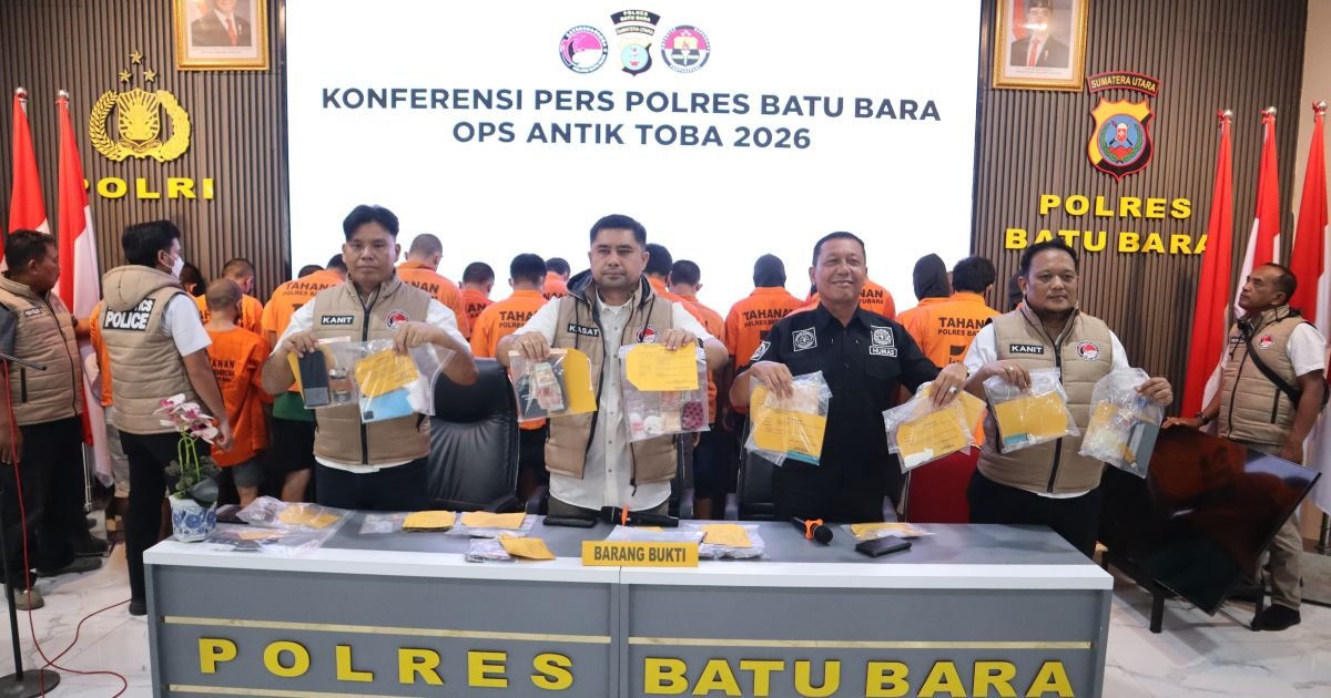 Polres Batu Bara Gelar Konferensi Pers Hasil Operasi Antik Toba 2026, Ungkap 29 Kasus Narkotika