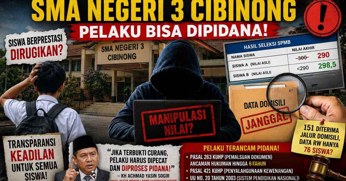 KDM dan Dinas Pendidikan Jabar Diminta Turun Tangan, Dugaan Manipulasi Nilai SPMB di SMA Negeri 3 Cibinong Jadi Sorotan