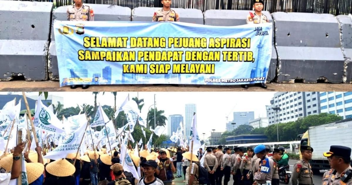 Kawal Aksi KNARA di DPR Dengan Spanduk Simpatik, Polda Metro Jaya Kedepankan Pelayanan Humanis