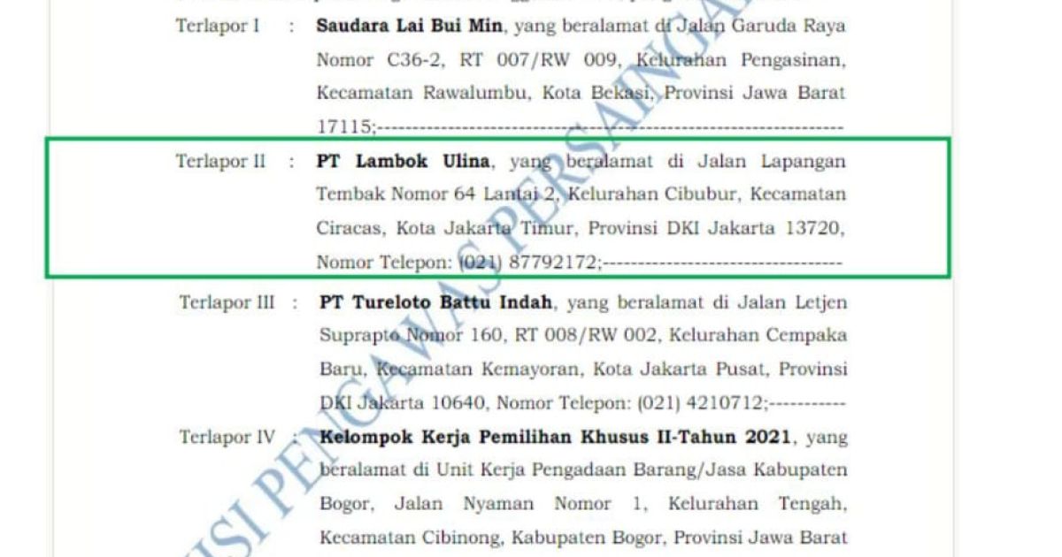 Menguak Jejak PT Lambok Ulina, Perusahaan yang Dihukum KPPU tapi Masih Dapat Proyek Di Banten