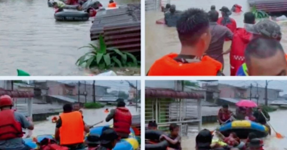 Kota Medan Dikepung Air Ditsamapta Polda Sumut Diterjunkan Tanggap Darurat Banjir