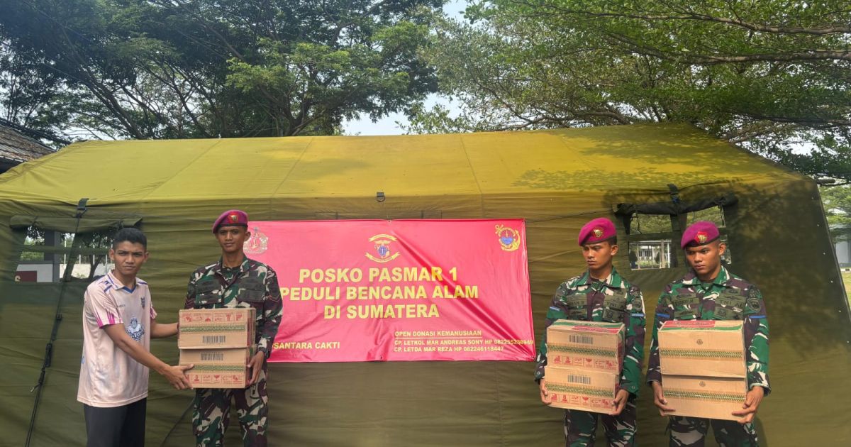 Pasmar 1 Dirikan Posko Bantuan Kemanusiaan Untuk Bancana Alam di Sumatera